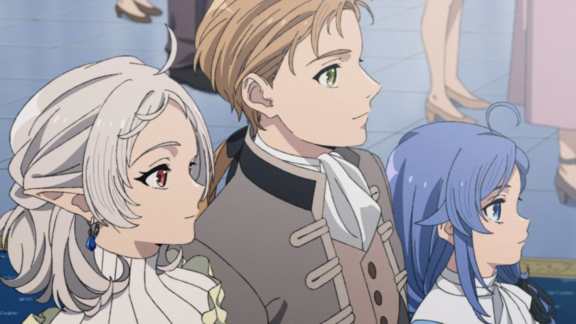 Rudeus Greyrat and companions in Mushoku Tensei Season 3, from the official anime production